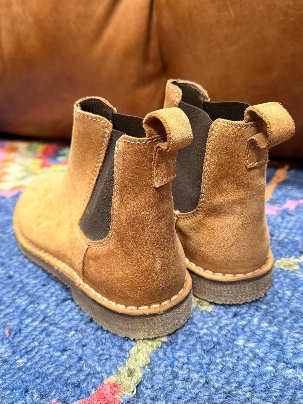 Sundance Catalog Suede Chelsea Boots EU 37 Camel Tan Made Bulgaria NWOT